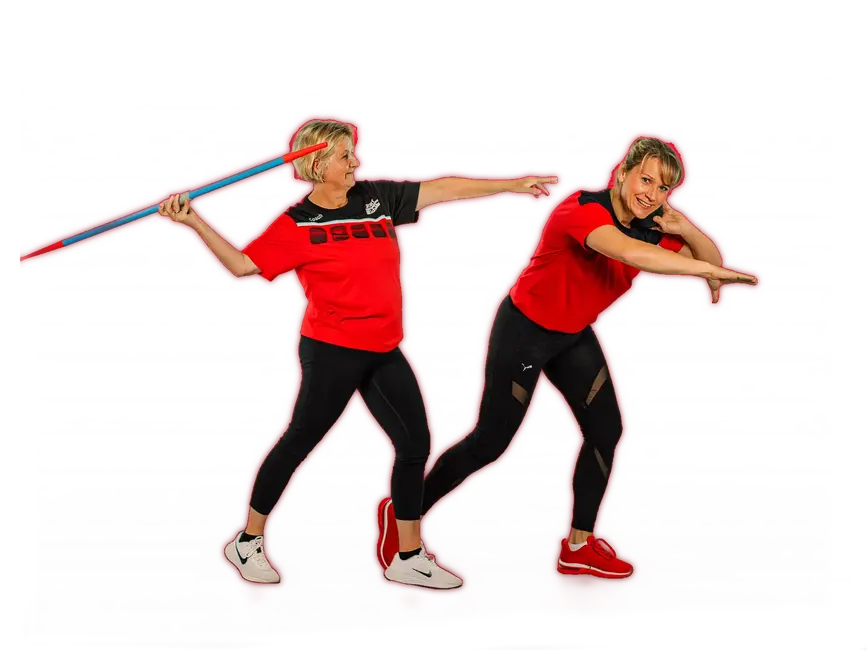 Zwei junge Athleten des Vereins Turngemeinde Landshut starten konzentriert in einem Leichtathletik-Wettbewerb.